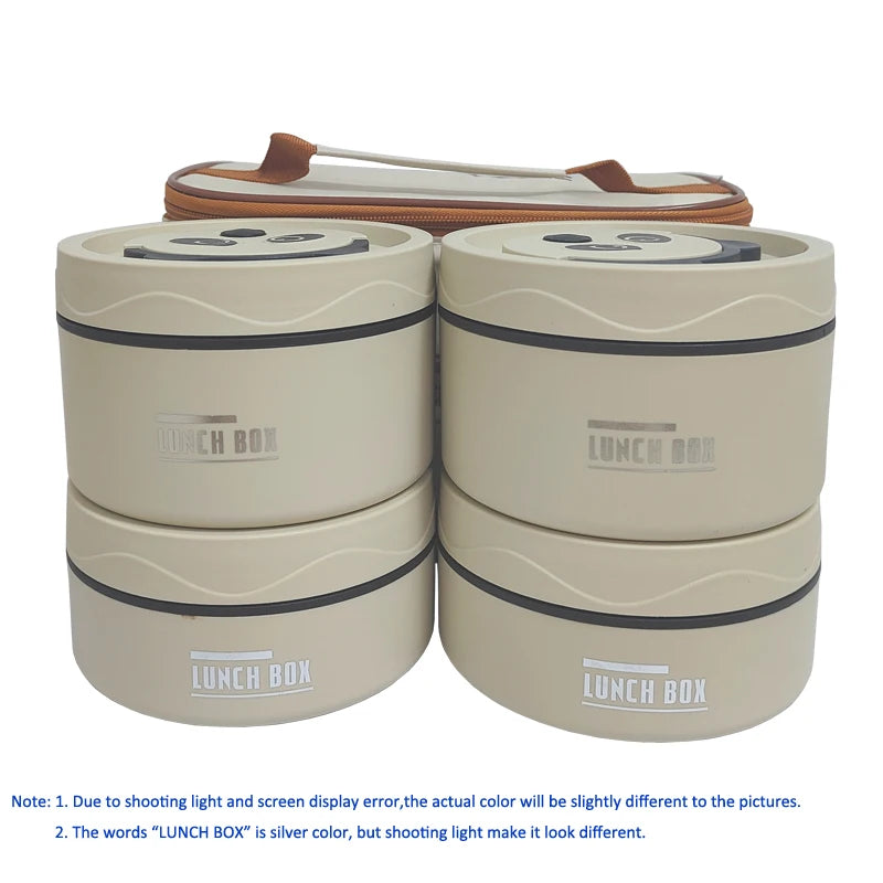 Bento Lunch Box with Insulated Bag Portable Heat Insulation Lunch Container Set Stackable Bento Boxes 304 Stainless Steel