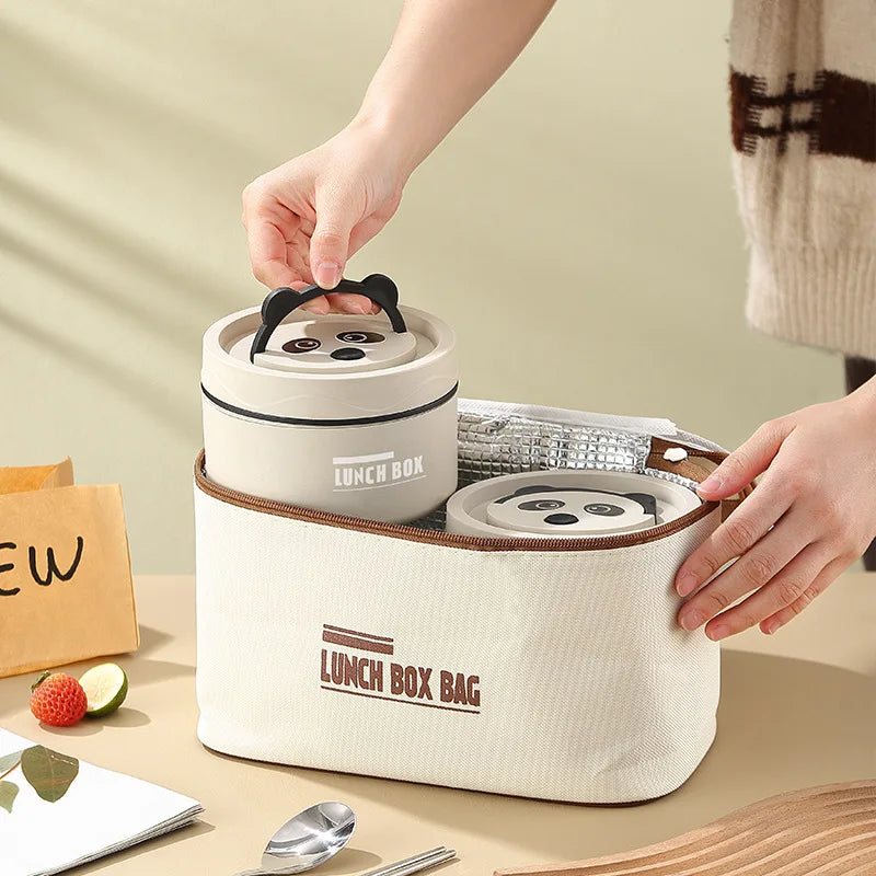 Bento Lunch Box with Insulated Bag Portable Heat Insulation Lunch Container Set Stackable Bento Boxes 304 Stainless Steel